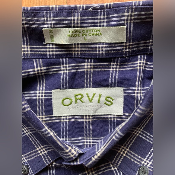 Orvis 2Pc Bundle Mens Large Cotton Plaid Checker Long Sleeve Button Down Shirts - Picture 2 of 10